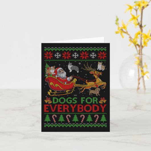 Grappige honden voor iedereen Kerstman slee ugly k Kaart (Gele Bloem)