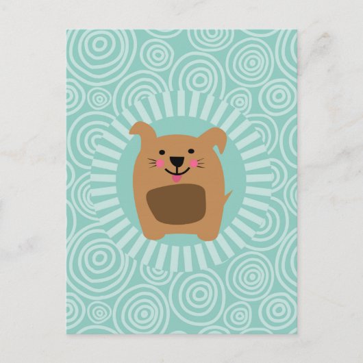 Grappige hondenansichtkaart - Cute Puppy Turquoise Briefkaart (Voorkant)