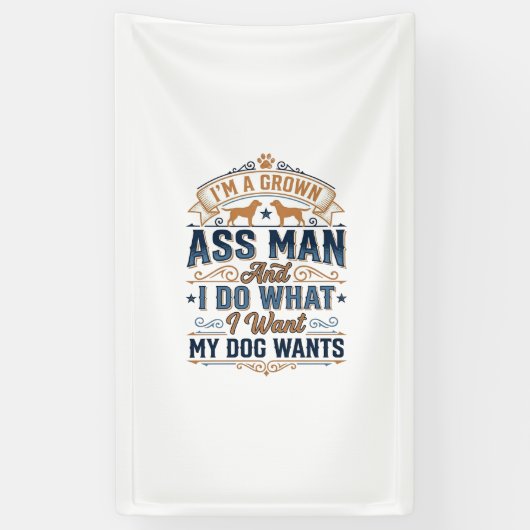 Grappige Hondenbezitter Citaat Vintage Vector Ontw Spandoek (Verticaal)
