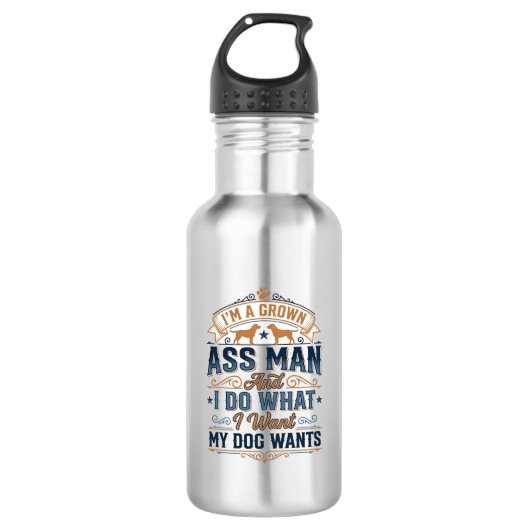 Grappige Hondeneigenaar Quote Vintage Vector Ontwe Waterfles (Voorkant)