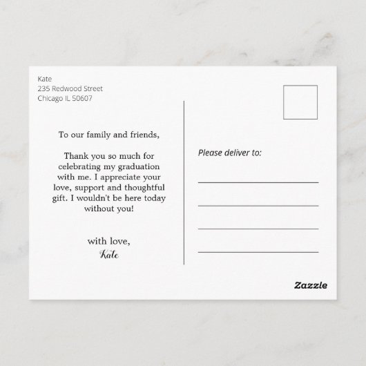 Grappige hondenfoto gepersonaliseerd  afstudeerdan briefkaart (Achterkant)