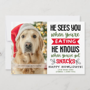 Grappige hondenfoto Kerstkaart gepersonaliseerd