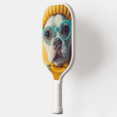 Grappige hondenfoto stijlvol modern pickleball paddle (Links)