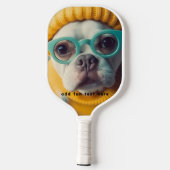 Grappige hondenfoto stijlvol modern pickleball paddle (Achterkant)