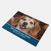 Grappige hondenfoto welkom heb je snacks blauw mee deurmat (Schuin)