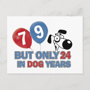 Grappige hondenjaren 79 jaar oude design briefkaart