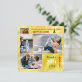 Grappige hondenkat We hebben 4 foto's Elegant Gold Feestdagenkaart (Staand voorkant)