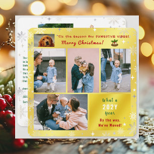 Grappige hondenkat We hebben New Home verplaatst 6 Feestdagenkaart