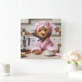 Grappige Hondenklok Koffiewandklok Vierkante Klok (Huis)