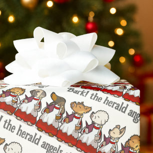 Grappige hondenkoor blaft! Kerstlied grap cartoon Cadeaupapier