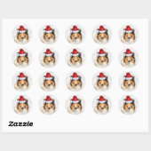 Grappige hondenliefhebber Kerst Rough Collie Ronde Sticker (Vel)