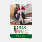 Grappige Hondenliefhebber Kerstfoto Schattige Gepe Metalen Ornament (Voorkant links)