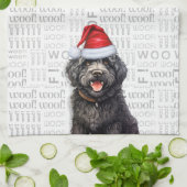 Grappige Hondenliefhebber Vakantie Zwarte Barbet K Theedoek (Gevouwen)