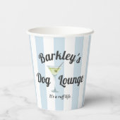 Grappige hondenlounge met de naam van het huisdier papieren bekers (Achterkant)