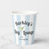 Grappige hondenlounge met de naam van het huisdier papieren bekers (Voorkant)