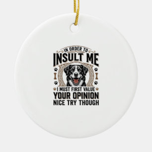 Grappige hondenmening vintage T-shirt ontwerp_1 Keramisch Ornament