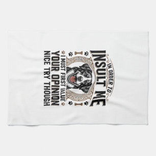Grappige hondenmening vintage T-shirt ontwerp_1 Theedoek