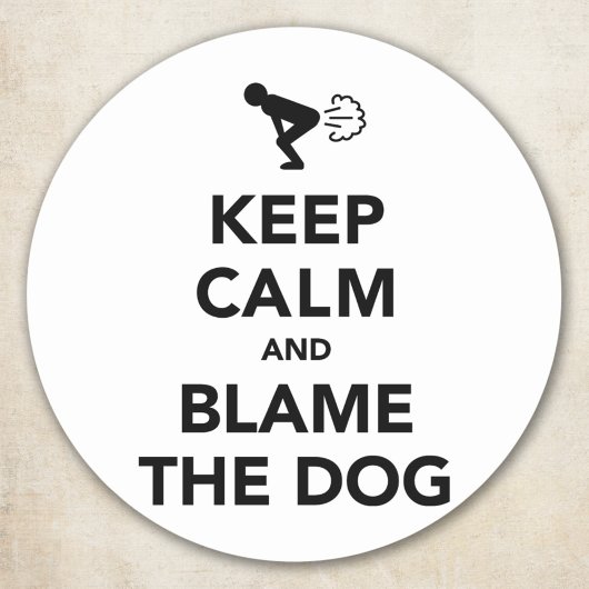 Grappige Hondenscheetgrap - Keep Calm Parodie Ronde Sticker