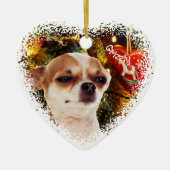 Grappige hondensneeuw Kerst Keramisch Hart Ornamen Keramisch Ornament (Voorkant)