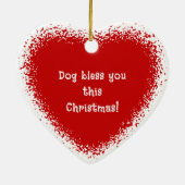 Grappige hondensneeuw Kerst Keramisch Hart Ornamen Keramisch Ornament (Achterkant)