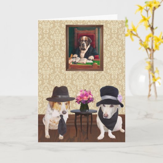 Grappige hondenverjaardag van Fun Couple Kaart (Gele Bloem)