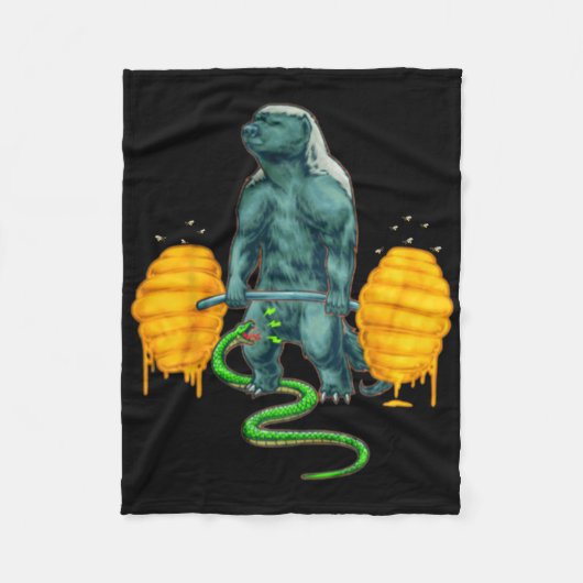 Grappige Honey Badger Deadlifting Gewichtheffen Bo Fleece Deken (Voorkant)