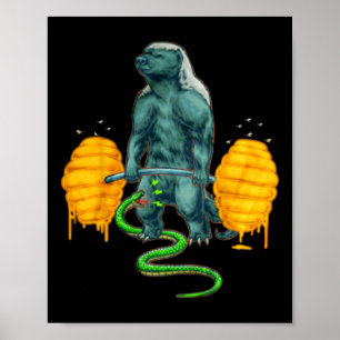 Grappige Honey Badger Deadlifting Gewichtheffen Bo Poster
