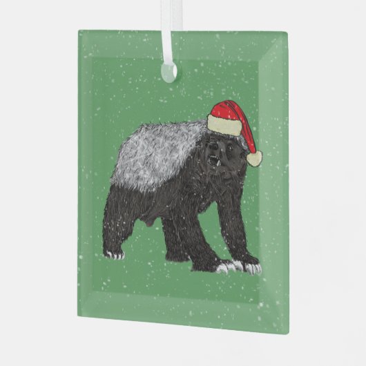 Grappige Honey Badger Kerstmis Glas Ornament (Voorkant links)