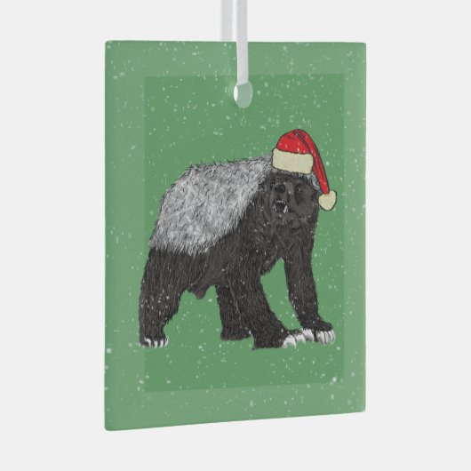 Grappige Honey Badger Kerstmis Glas Ornament (Voorkant Rechts)