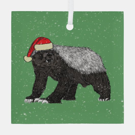 Grappige Honey Badger Kerstmis Glas Ornament (Achterkant)