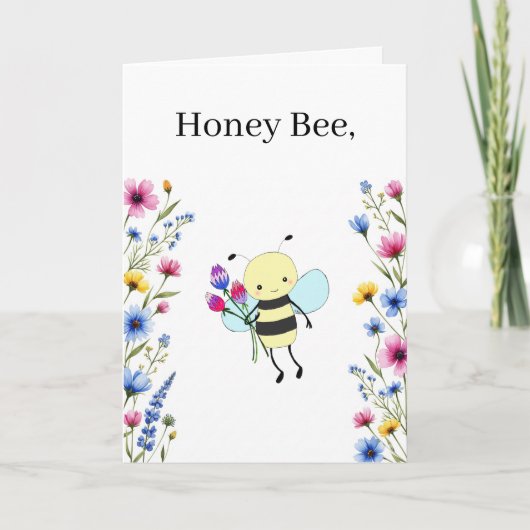 Grappige Honey Bee Aanpasbare Tekst Valentijn Kaart (Voorkant)