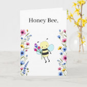 Grappige Honey Bee Aanpasbare Tekst Valentijn Kaart (Gele Bloem)