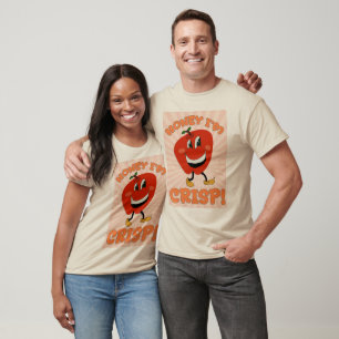 Grappige Honey Crisp Cartoon Appel Karakter T-shirt