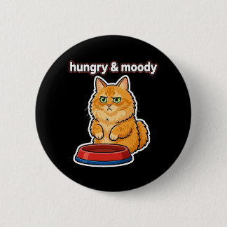 Grappige hongerige en humeurige kaneelkleurige kat ronde button 5,7 cm
