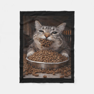 Grappige hongerige kat meme voor de kattenbak chao fleece deken