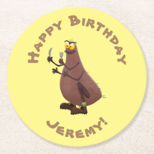 Grappige hongerige lelijke vlo tekenfilm ronde kartonnen onderzetter