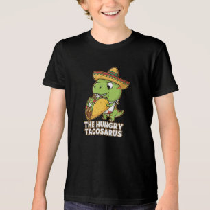 Grappige hongerige Tacosaurus T-Rex dinosaurus die Tri-Blend Shirt