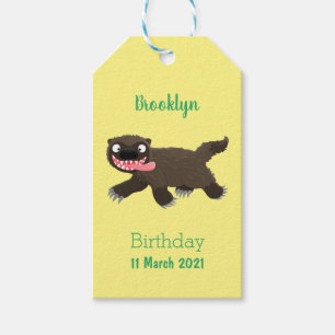 Grappige hongerige veelvraat dierentekenfilm cadeaulabel