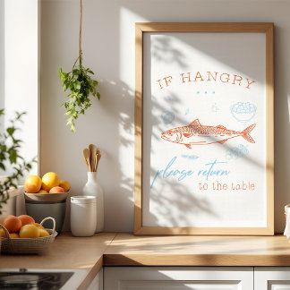 Grappige hongerige vis citaat keuken muur kunst po poster