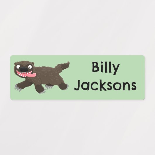 Grappige hongerige wolverine dierlijke cartoon gep labels (Design 1)