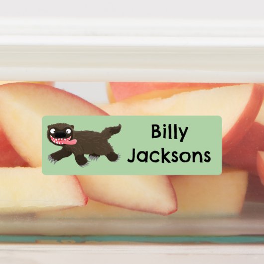 Grappige hongerige wolverine dierlijke cartoon gep labels (Aangebracht)