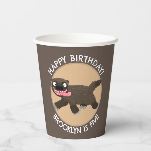 Grappige hongerige wolverine gepersonaliseerde ver papieren bekers (Achterkant)