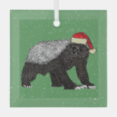 Grappige honingdas kerstmis glas ornament (Voorkant)