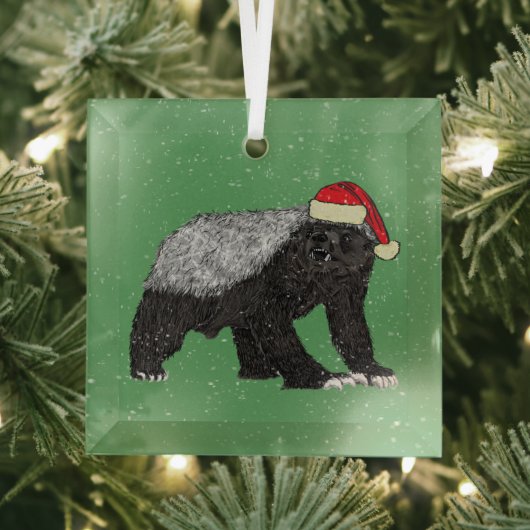 Grappige honingdas kerstmis glas ornament (Insitu)