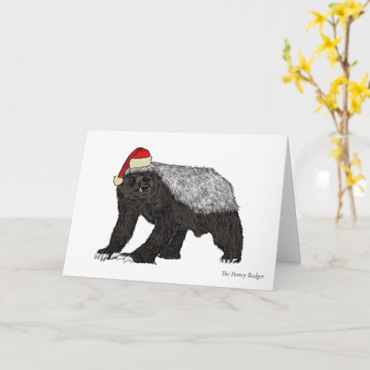 Grappige honingdas stoere Kerstman Kerst Dier Kaart (Gele Bloem)