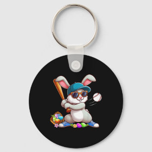 Grappige Honkbal Bunny Easter Shirten voor Kids Bo Sleutelhanger