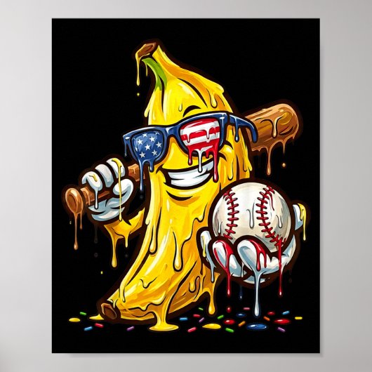 Grappige honkbal drup Amerikaanse vlag jongens kin Poster (Voorkant)
