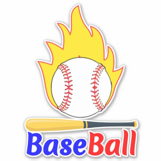 Grappige honkbal en bat, fan sticker (Voorkant)