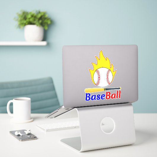 Grappige honkbal en bat, fan sticker (Laptop op bureau)