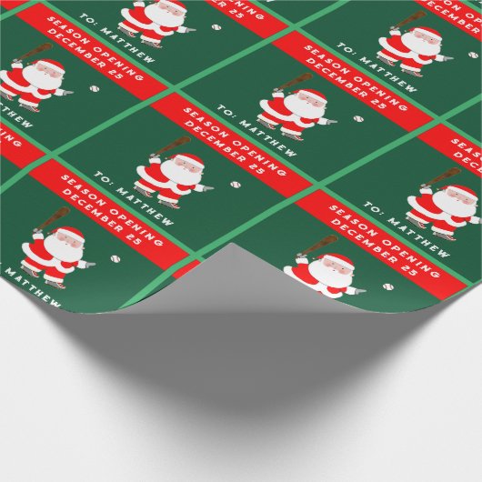 Grappige honkbal kerst vakantie cadeaupapier (Hoek)
